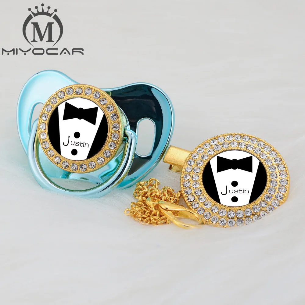 MIYOCAR на заказ любой тест крутой красивый золотой bling соска и соска клип черный BPA бесплатно пустышка bling уникальный дизайн P-SR - Цвет: p10-SR 0-6m