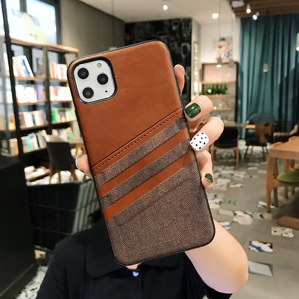 Коричневый 100 шт Роскошный PU кожаный чехол для iphone 11 Pro Max iphone 11 тонкий кожаный чехол задняя крышка для iphone XS Max XR X 8 7 Plus 6 6s чехол - Цвет: Коричневый