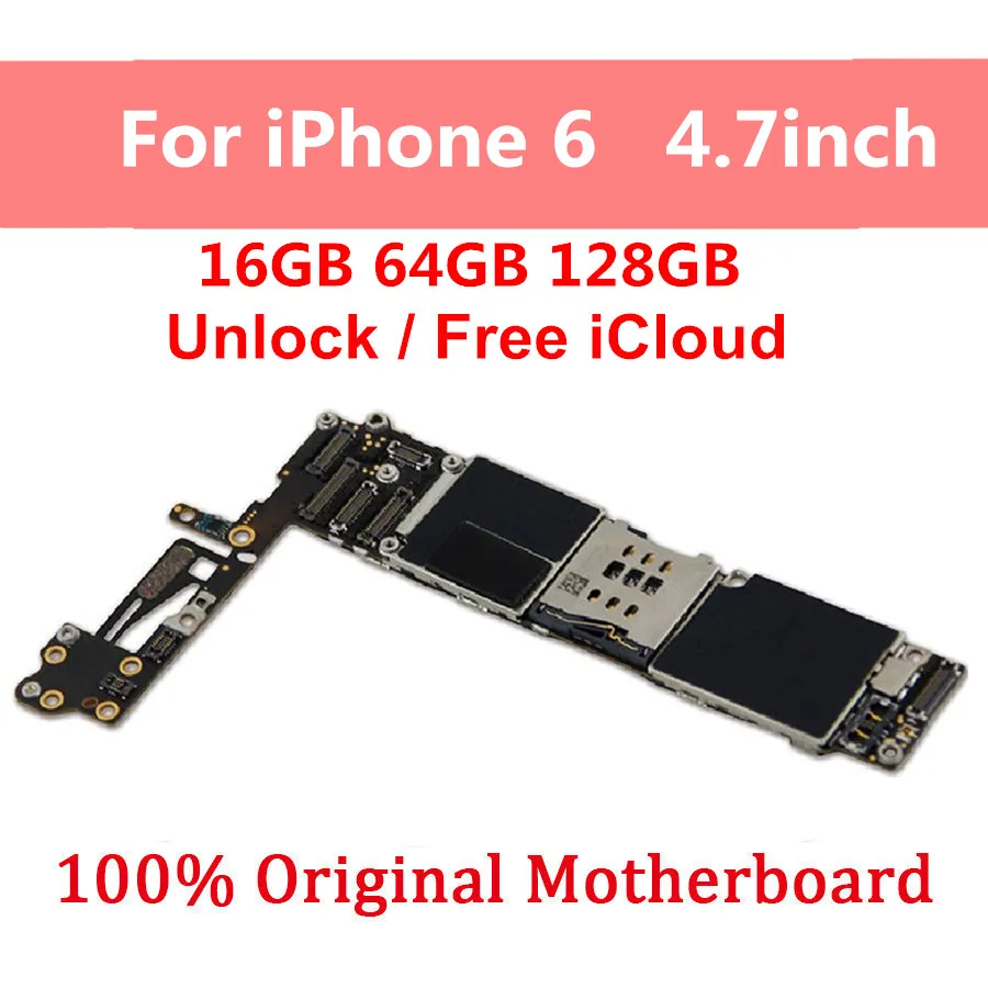 16gb 64gb 128gb Original Unlocked For iPhone 6 Motherboard Full Working Logic Board For iPhone 6 With / Without Touch ID IOS