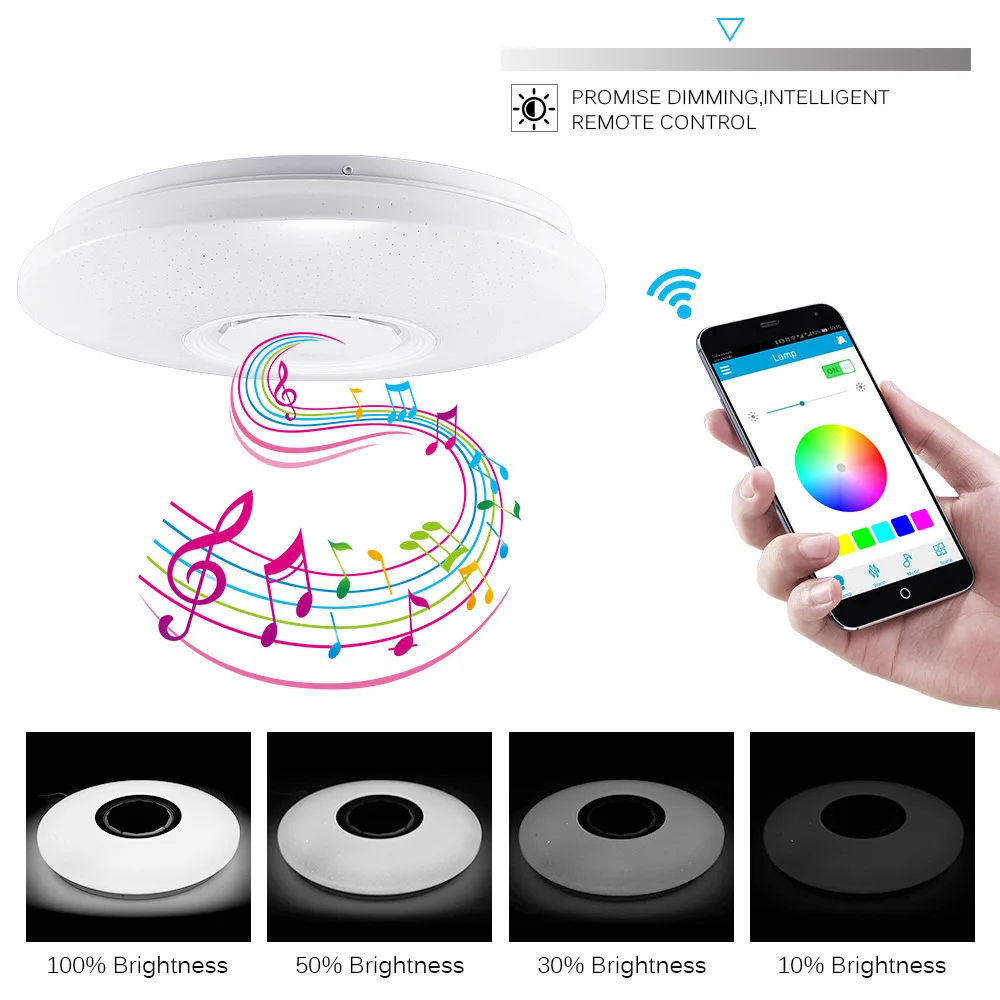 RGB встроенный круглый Звездный пульт дистанционного управления Bluetooth полноцветный потолочный светильник для Дома кухни умный музыкальный динамик светодиодный потолочный светильник 36-60 Вт