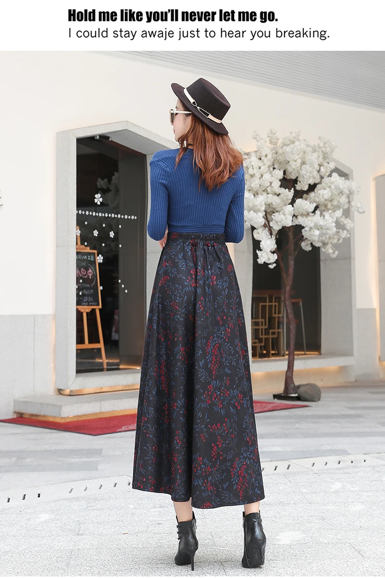 Faldas mujer moda зимняя женская шерстяная юбка винтажная Эластичная Высокая талия Женская длинная юбка макси бархатная Falda Larga EE678