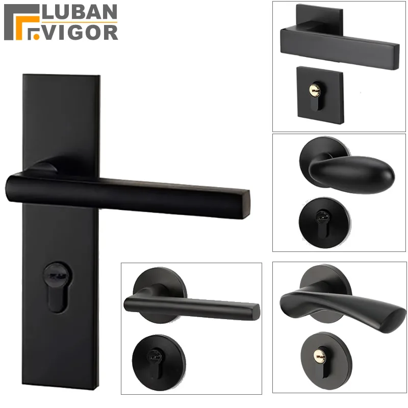 Custom link,Dx3sets , Wx3sets, 72x55lock body x3pcs ,Black aluminum alloy door handle,Split door locks afbeelding
