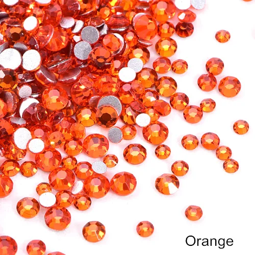 2028 с разноцветными кристалами, не требуют горячей фиксации Стразы с плоской задней Стекло Стразы Non HotFix Стразы для нейл-арта украшения B3398 - Цвет: Orange