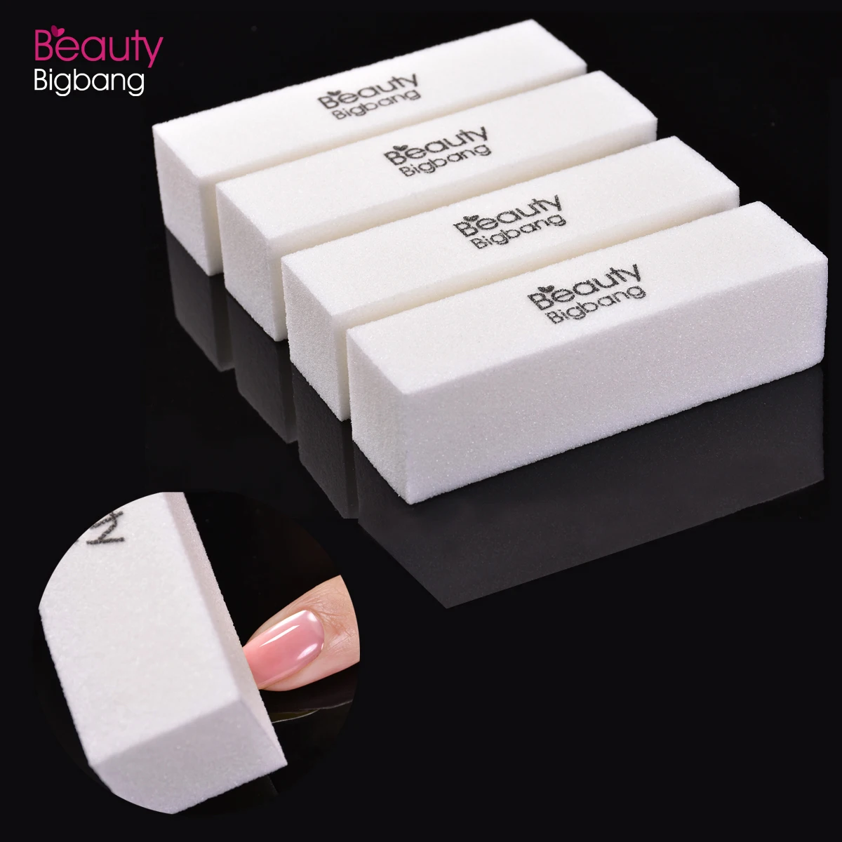 Спонж BEAUTYBIGBANG для шлифовки ногтей белый буферный блок полировки пилочки маникюра