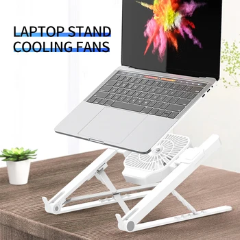 

Laptop Stand with Cooling Fan Folding Portable Laptop Bracket 5-level Height Adjustable Desktop Cooling Holder Black