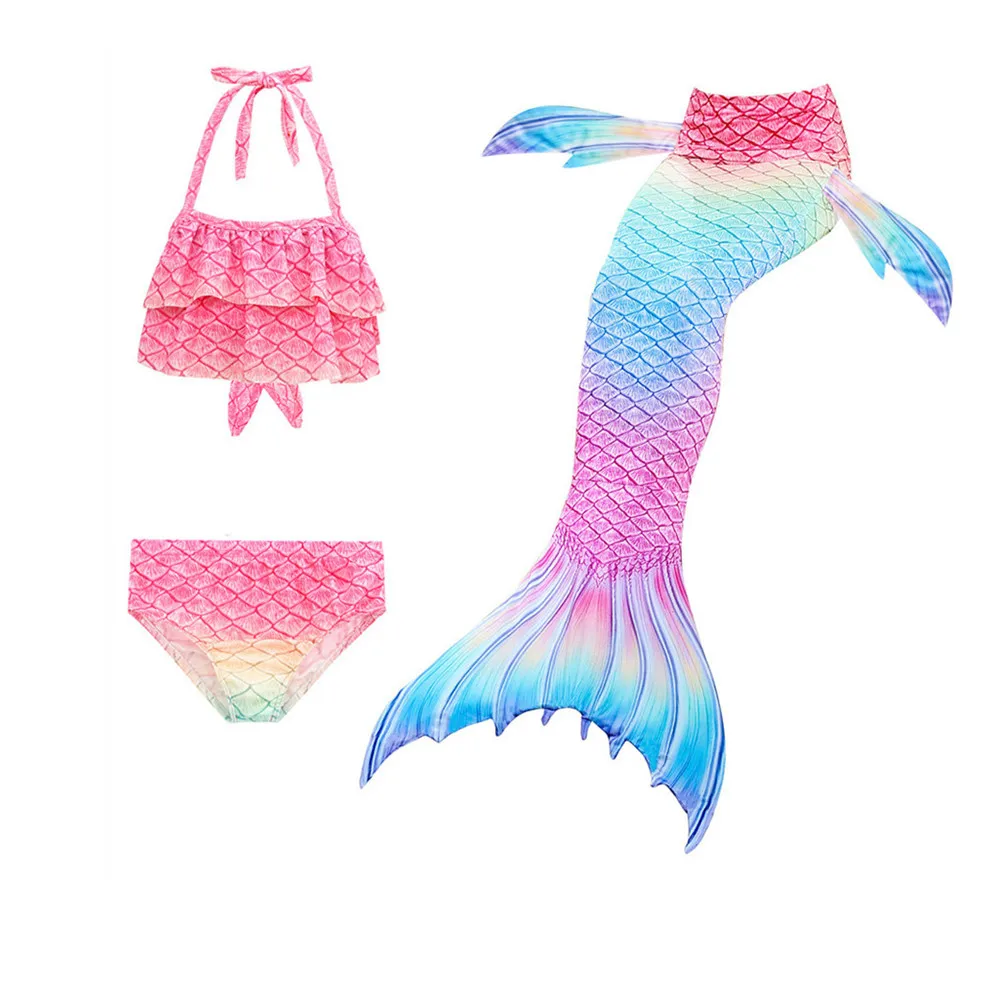 3 шт./компл. костюм Русалочки с хвостом детский для костюмированной вечеринки