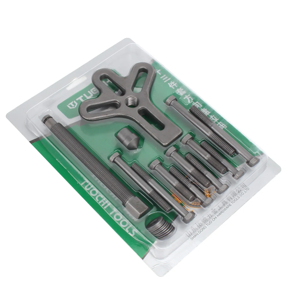 

13pcs Hand Tools Crank Shaft Durable Portable Carbon Steel Balancer Steering Wheel Puller Set Repair Car Gear Harmonic Bolt
