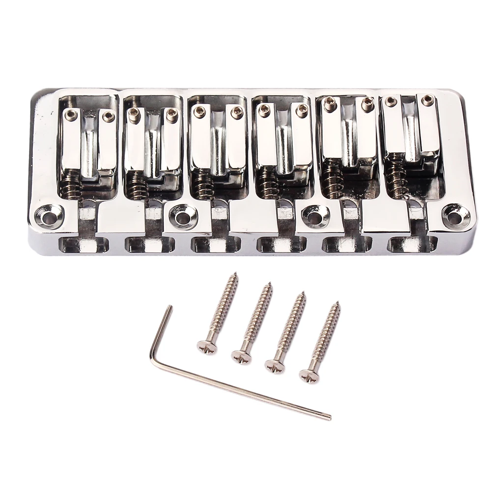 

Chrome L Shape 6 String Electric Guitar Bass Bridge with Wrench Replacement