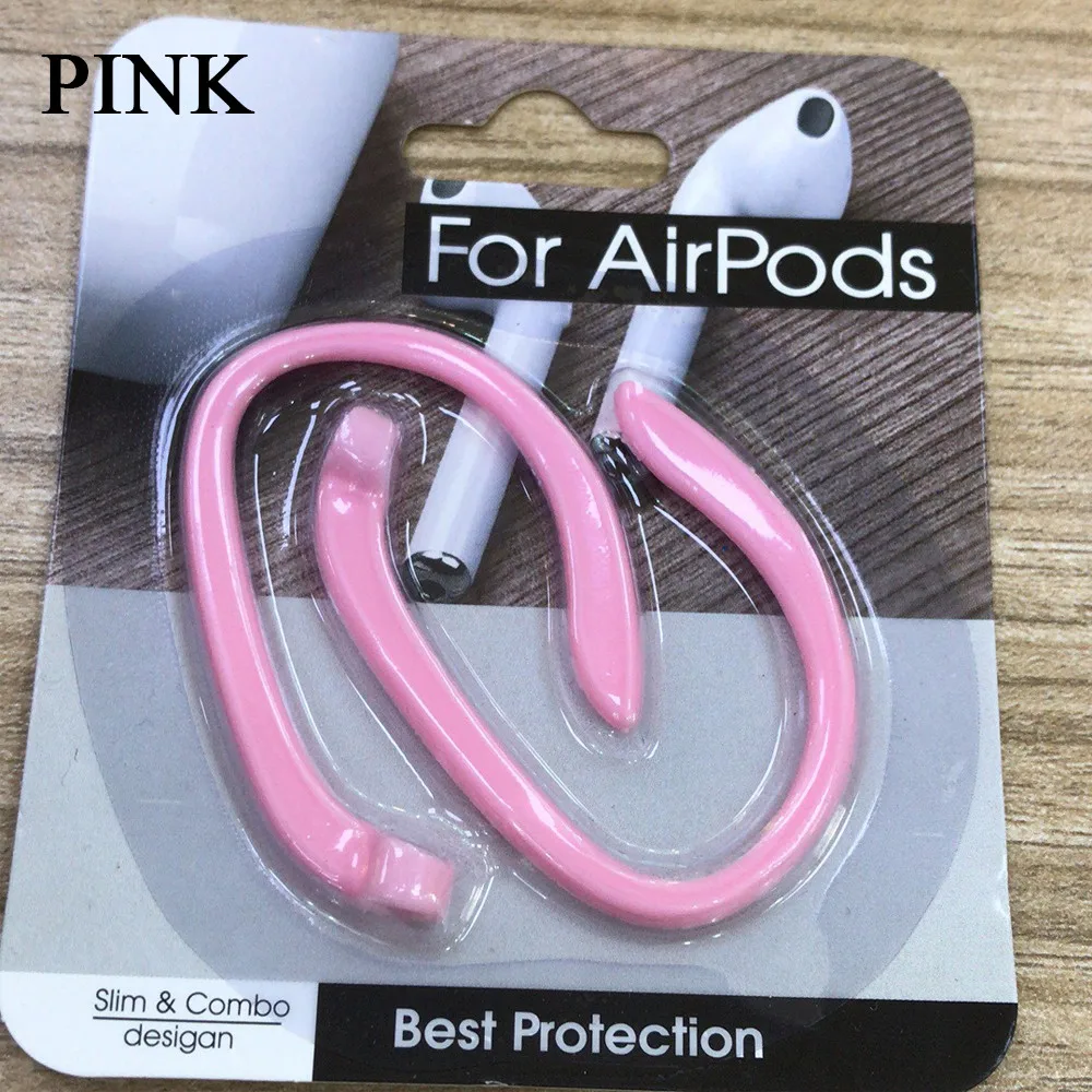 1 пара силиконовых защитных ушных крючков, держатель, спортивные, анти-потеря, ушные крючки для Airpods Apple, Беспроводные аксессуары для наушников - Цвет: pink