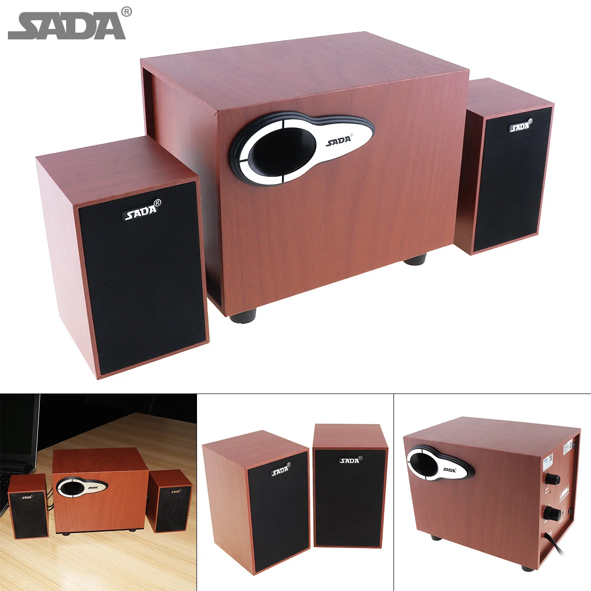 

SADA D-200G Portable Mini Subwoofer Computer Speaker Combination PC Speakers with 3.5mm Audio Plug USB 2.1 for PC Phone