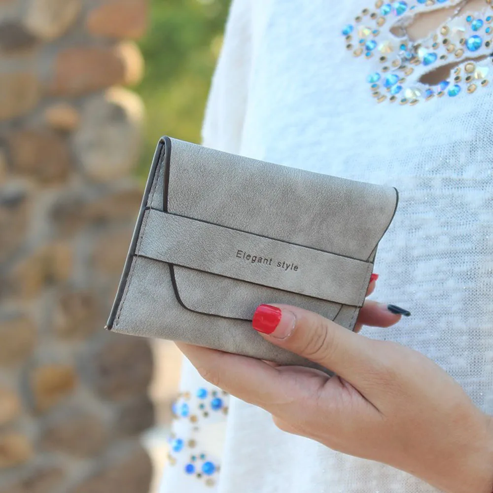 Lady's purse blue elegant Fashion Women Bifold Wallet Clutch Card Holders Purse Short Handbag#4