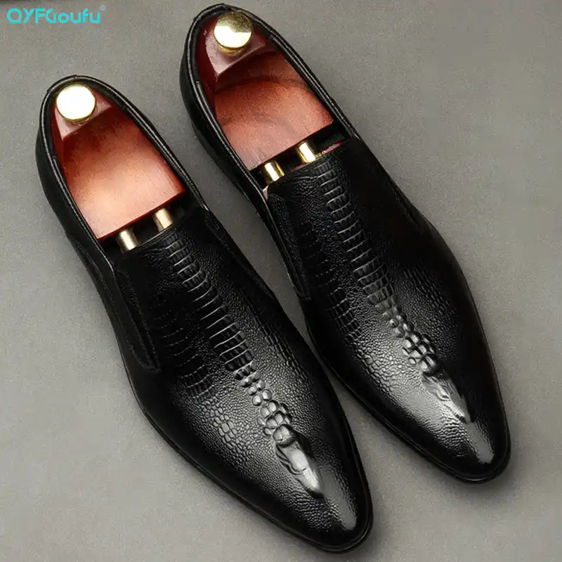 mens black slip on brogues