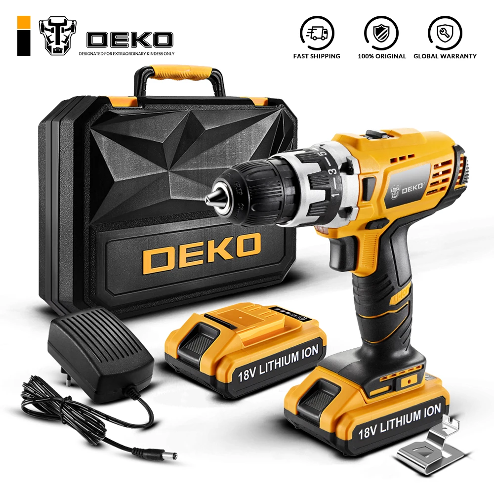 Аккумуляторная дрель DEKO GCD18DU2 18 в электрическая отвертка литий-ионный