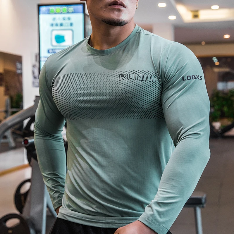 verticaal Kader Collectief Spandex elastic breathable Running Shirt Long Sleeve Gym Shirt Men  Sportswear Dry Fit Shirts For Bodybuilding Men Fitness Sport|Running T- Shirts| - AliExpress