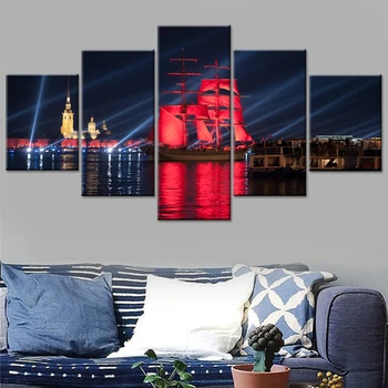 

Diamond Picture Home Decor 5D Embroidery Painting Full Round Drill Sailboat Night Scenery Cross Stitch Wall art Handmade Gift