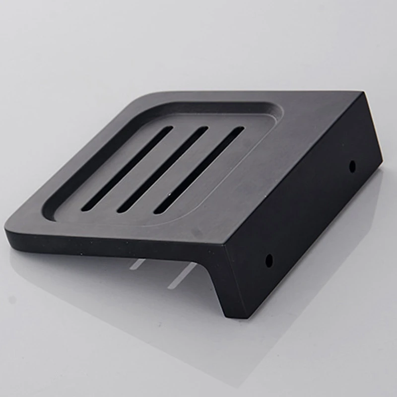 Space Aluminum Black Soap Box Wall-Mounted Rack Bathroom Accessories Product Soap Dish Rack