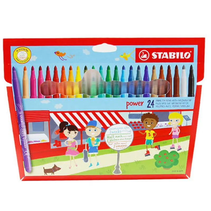Stabilo 280 Акварельная ручка, разноцветный набор, экологически чистая ручка, ярко красочная, легко чистится - Цвет: 24 Colors