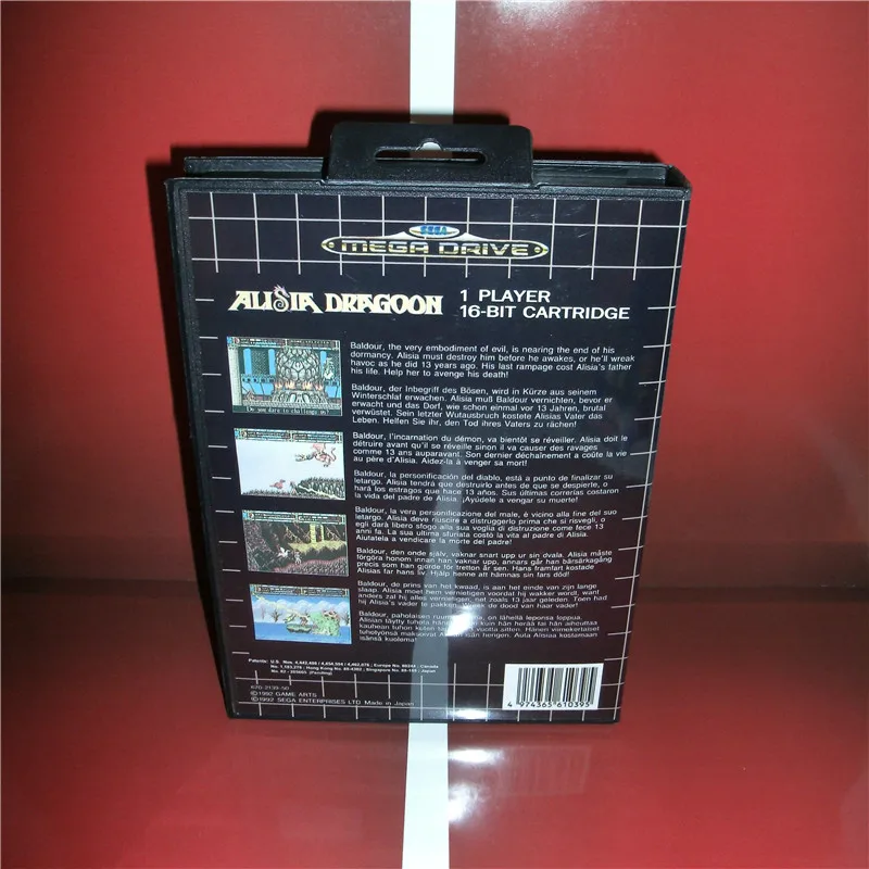 Alisia Dragoon EU чехол с коробкой и руководством для sega Megadrive Genesis игровая консоль 16 бит MD карта