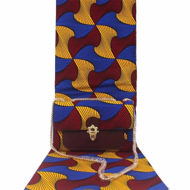 

Beautiful african wax bag sets New design 3 pieces/set woman's wax handbag matching 6 yards veritable wax Ankara soft wax fabric