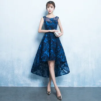

Blue Fashion Chinese Sexy Oriental Party Female Cheongsam Stage Show Qipao Dress Elegant Celebrity Banquet Dresses De Festa