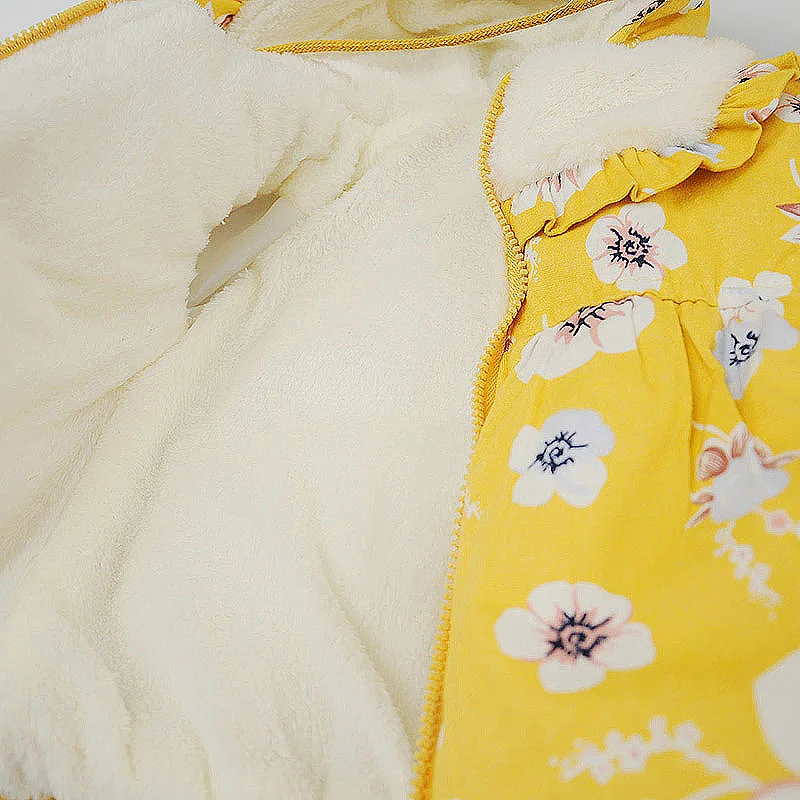Cute Winter Baby Girls Coat Kids Girls Jacket Warm Children Outerwear Flower Thick Cotton Padding Girls Coat Children Clothing