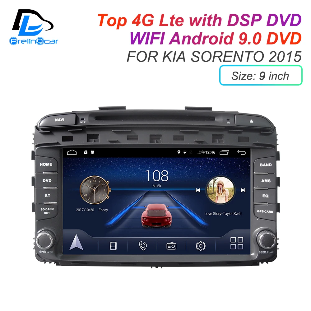 IPS сенсорный экран DSP звук Android 9 0 2 DIN 4g Lte радио для KIA Sorento 2015 Sportage 2016 GPS DVD | Мультимедиаплеер для авто -4000043128224