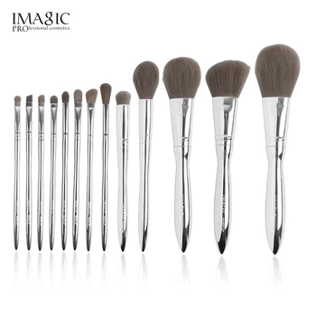 

13Pcs Makeup Brush Set High Quality Silver Makeup Brush Tools Kit Loose powder eyeshadow brush Professional Makeup Brush