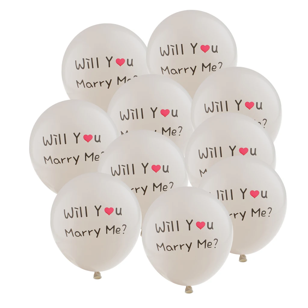 Set of 10pcs White Wedding Balloons, ''Will You Marry Me'' Balloons for Wedding Proposal Decors