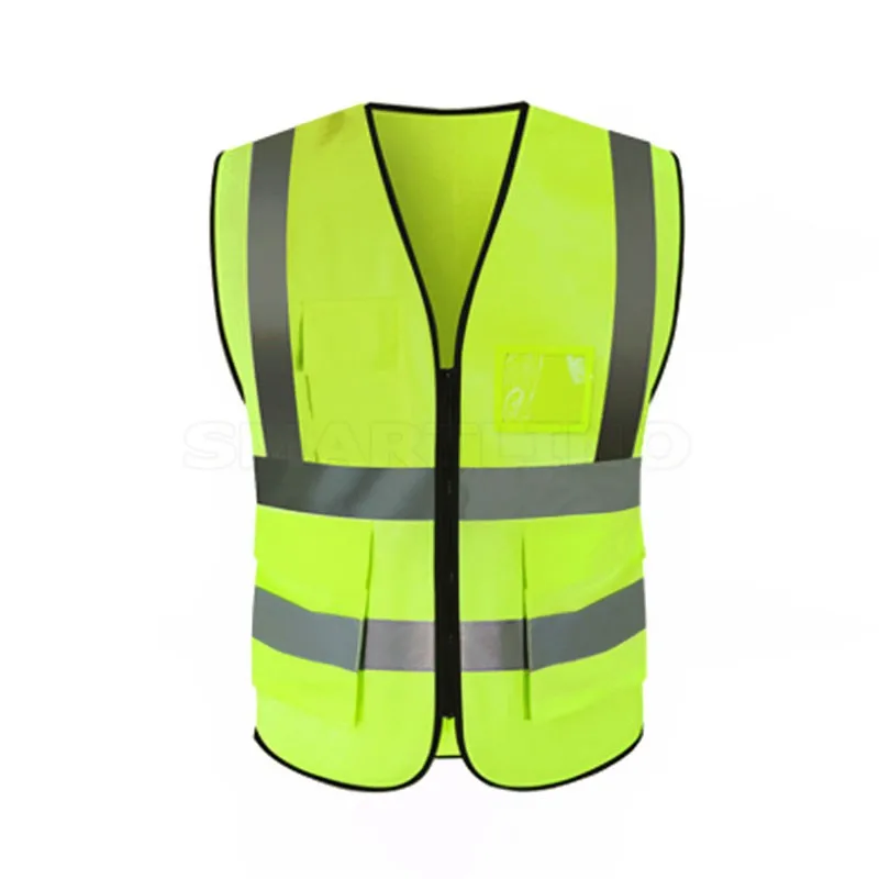 Защитная одежда из полиэстера для дорожного движения, строительства, безопасности, высокой видимости, светоотражающий защитный жилет Предупреждение ющая одежда, рабочая одежда - Цвет: Зеленый