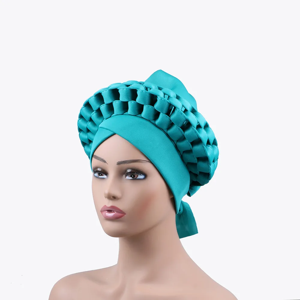 Beautiful Women Head Wrap African Headtie Nigerian Gele Headties with Beads Diamonds Stones for Party 2pcs Muslim Turban Fashion african fashion designers Africa Clothing