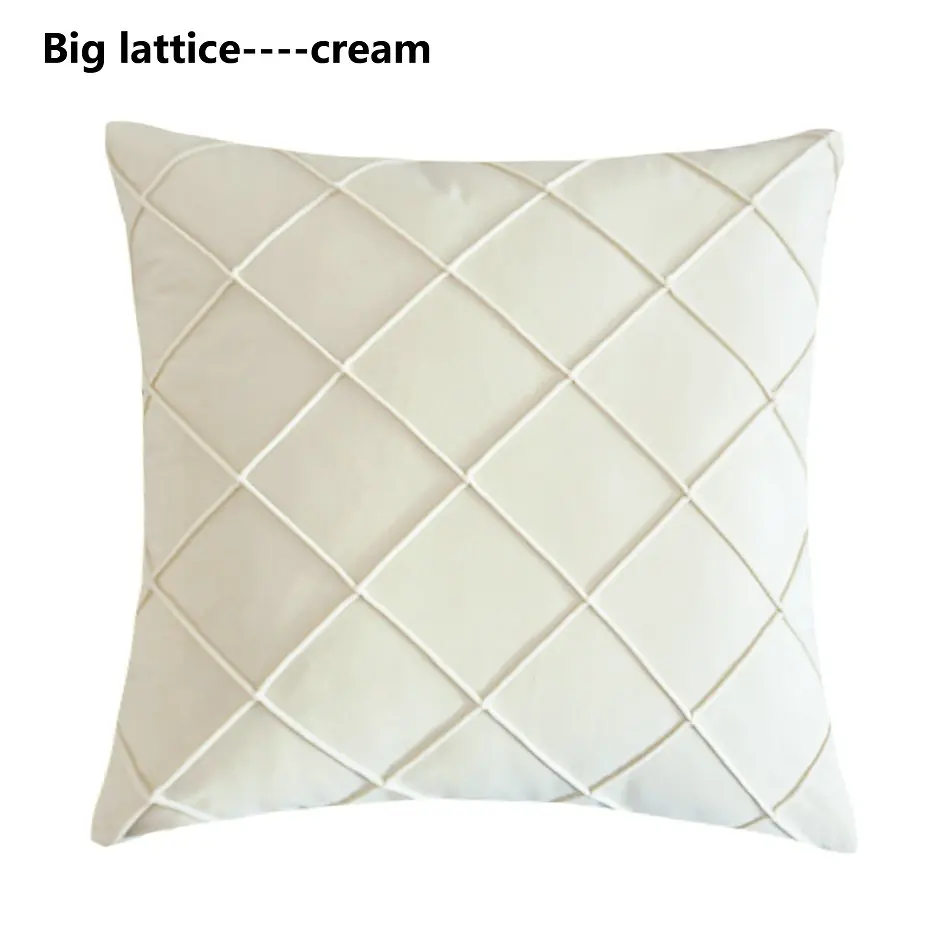 Новинка, супер мягкий вельветовый чехол для диванной подушки, решетчатый жаккардовый чехол для подушки, геометрический декоративный чехол для подушки для дома, отеля, автомобиля - Цвет: B CREAM