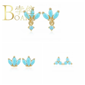 

BOAKO Geometric Clover Earrings For Women Earings Fashion Jewelry 2020 Pendientes Mujer Stud Earrings Piercing Zircon #9.5