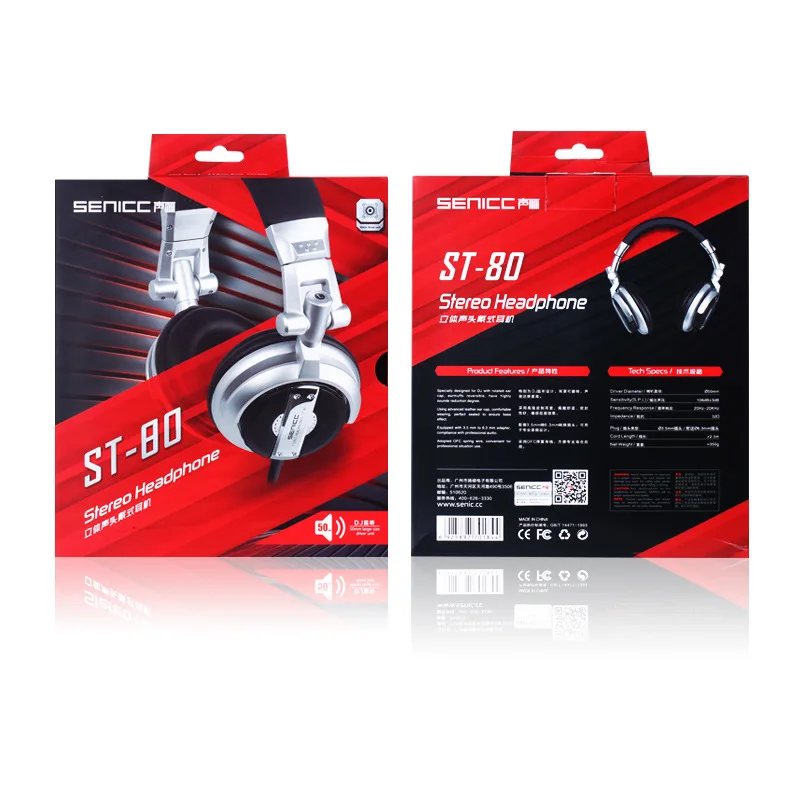 SENICC ST 80 Professional Stereo Studio Monitor Headphone 3 5mm 6 3mm Jack DJ Headphone 2 5m Extension Cord Gamer Headset for DJ