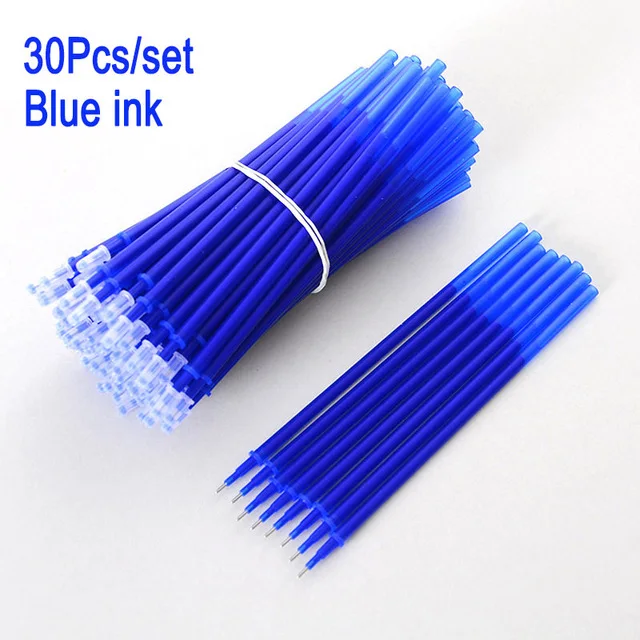 30pcs blue 30 шт./компл. офисные стержень со стираемыми чернилами стержень, стираемая ручка с заправляемым стержнем 0,5 мм синего, красного, черного цвета стержни для гелевых ручек Канцелярские приспособления для работы - Цвет: 30pcs blue
