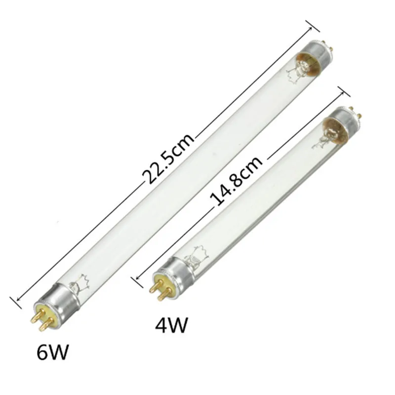T5 4W/6W UV Disinfection Lamp Tube Ultraviolet Lamp Light Blue 14.8cm/22.5cm Sterilizing Bulbs Support