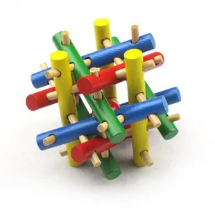 

Wood Burr Puzzle Luban Lock Toy Students Educational Force Adult Intelligence Unlock Looping-off Color Twelve Sisters