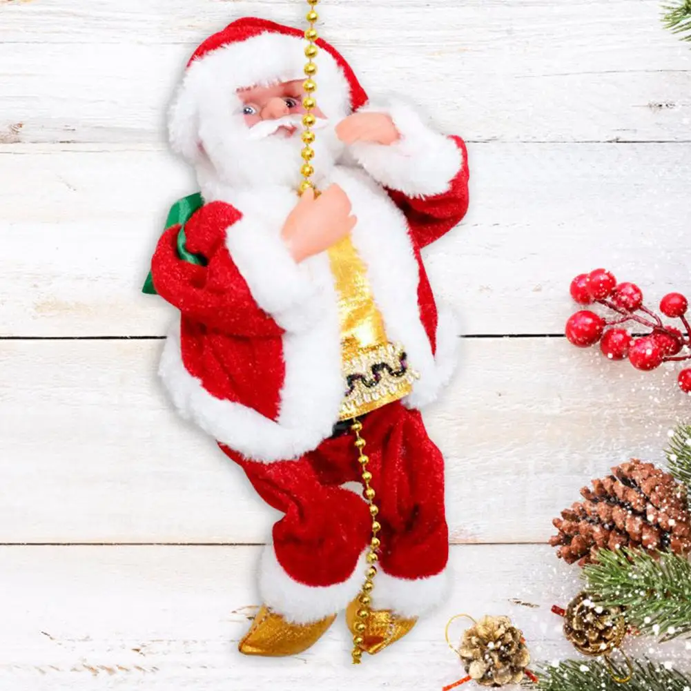

Electric Animated Santa Claus Climbing on Bead String Plush Santa Doll Toy for Christmas Decoration