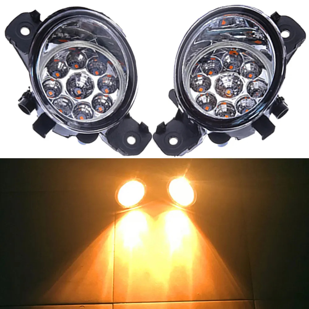 1 пара H11 розетка 9 Вт 12 В DRL противотуманная фара 9LED с лампочкой для Infiniti QX60 для Renault Master для Nissan Primera P12 противотуманные фары - Цвет: LED 9 Lights Yellow