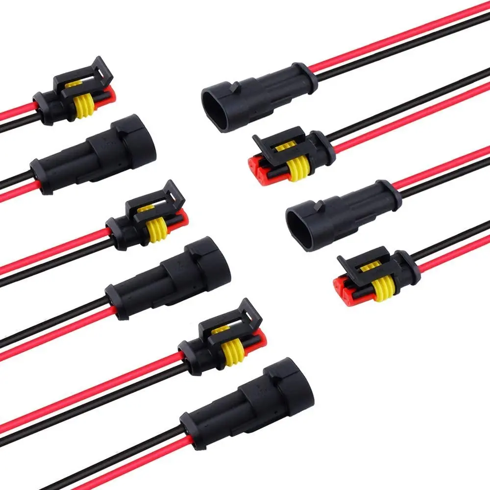10Pcs/Set Car Waterproof 2 Pin Sealed Electrical Wire Connector Plug Copper 3w 