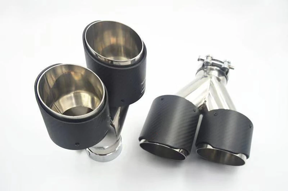 

2pcs/Pairs Black Carbon Fiber Exhaust Muffler Universal For Car SUV Off-Road A