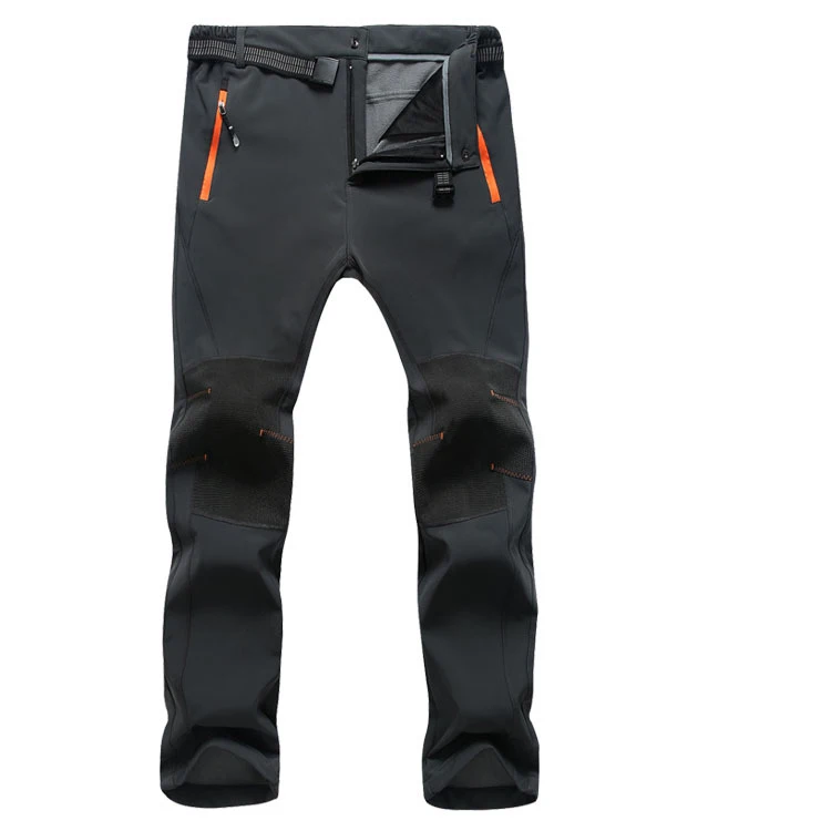 JACKSANQI мужские зимние брюки открытый спортивный, из мягкой кожи флисовые брюки походные лыжные водонепроницаемые брюки 4XL RA263 - Цвет: Men Gray