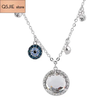 

QSJIE High quality SWA, Devil's Eye Austrian Crystal Pendant Necklace Charming fashion jewelry