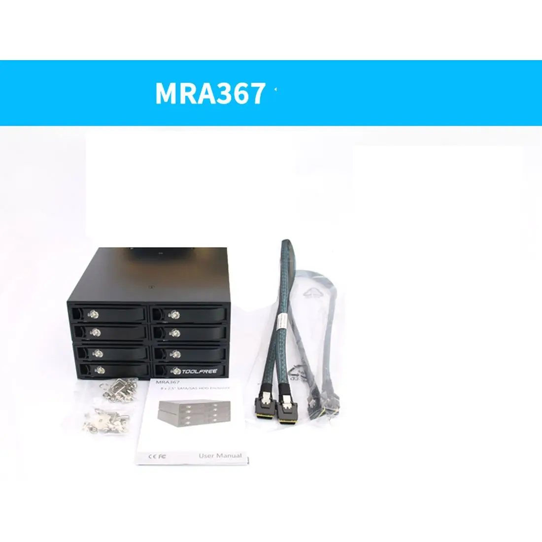 2.5 inch 8-Bay MiniSAS SFF-8087/8643 12Gbps 6Gbps Portable Hard Drive Enclosure Extraction Box For PC Laptop Computer