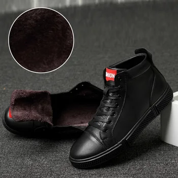

super warm 2019 Casual Leather Boots Genuine Leather Men Shoes Fashion Male Shoes Winter Ankle Boots Male Boots Winter Men Shoes