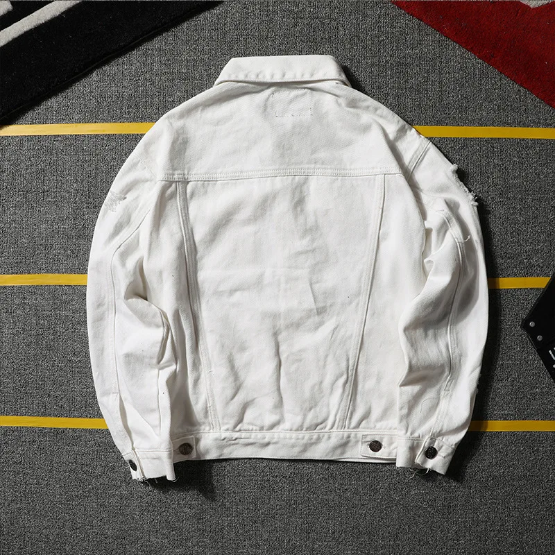 Мужская джинсовая куртка ветровка уличная Homme Повседневная модная розовый белый