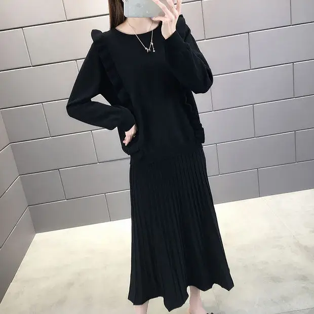 Blusas De Inverno Feminina, джемпер из лайкры, компьютерный трикотажный пуловер, 9466, настоящая фотография, Осень-зима, свитер из двух частей 70