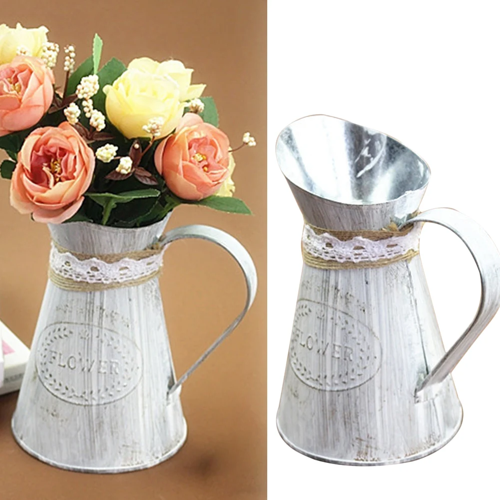 Rustproof Desktop Home Ornaments Decor Vintage Flower Pot Garden Anti-Corrosion Balcony Metal Iron Retro Gifts Photo Props
