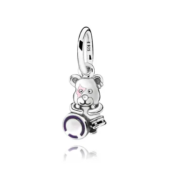 

Genuine 925 Sterling Silver Bear Punk Band Dangle Charm Beads fit Original European Bracelets Women DIY Jewelry