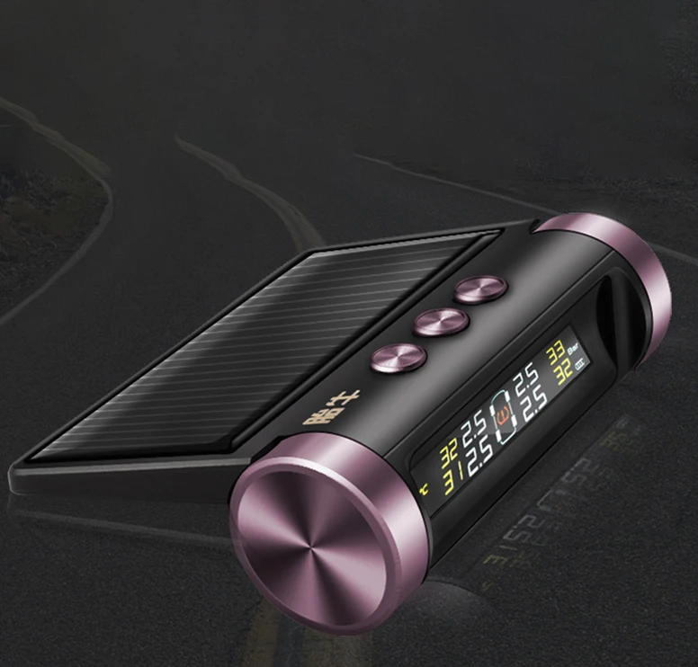 Автомобильный TPMS система контроля давления в шинах Солнечный цифровой ЖК-дисплей с внешним датчиком