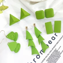 AOMU корейские авокадо матча зеленые акриловые цветок бусины в виде сердца геометрические круглые серьги гвоздики для женщин подарок милые вечерние ювелирные изделия